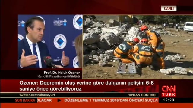 Boğaziçi Üniversitesi Kandilli Rasathanesi ve Deprem Araştırma Enstitüsü Müdürü Prof. Dr. Haluk Özener CNNTürk'ün konuğu oldu