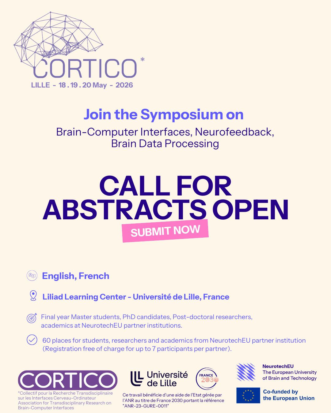 Call for CORTICO: The Symposium on Brain-Computer Interfaces, Neurofeedback, Brain Data Processing