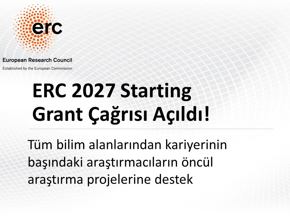 Avrupa Araştırma Konseyi (ERC) 2027 Starting Grant Çağrısı