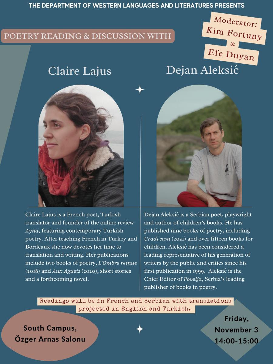 Claire Lajus ve Dejan Aleksić ile Şiir Okuma ve Tartışma