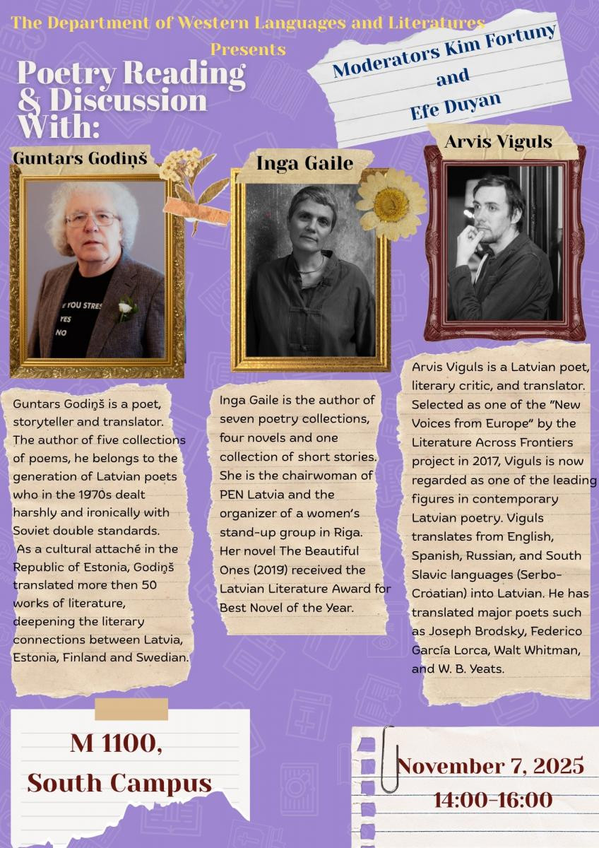 Guntars Godins, Inga Gaile ve Arvis Viguls ile Şiir Okuması ve Söyleşi