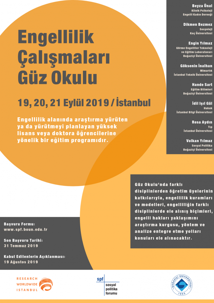 Boğaziçi Üniversitesi Engellilik Çalışmaları Güz Okulu başlıyor