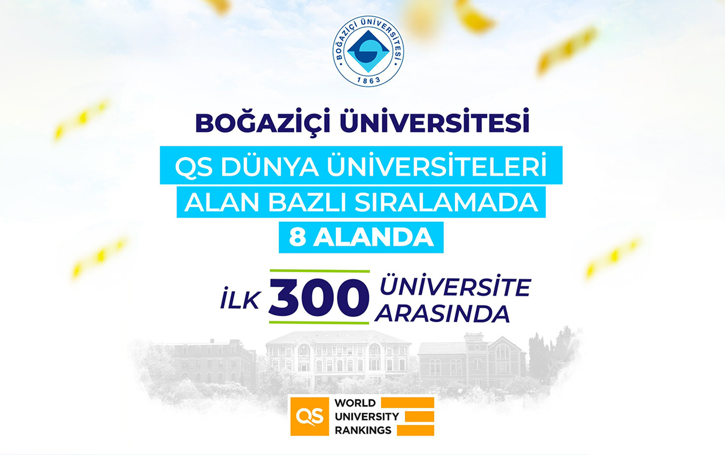 BoÄaziÃ§i Ãniversitesi akademik yÃ¼kseliÅini sÃ¼rdÃ¼rÃ¼yor