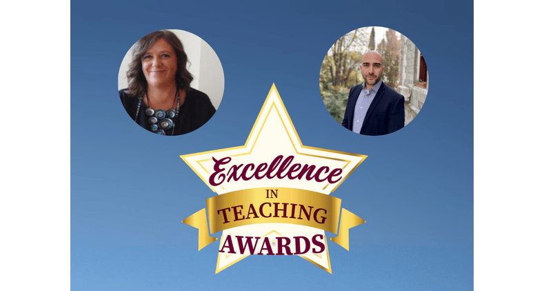 Maria Dolores Alvarez from the Department of Tourism Management and Alper Yağcı from the Department of Political Science and International Relations, who have both been honored with the "Excellence in Teaching Award"
