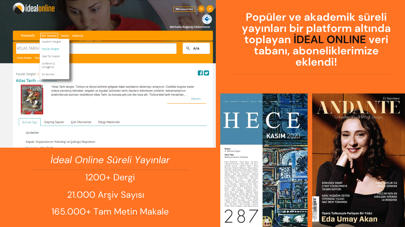 İdeal Online Dergi Veri Tabanı Aboneliklerimize Eklendi!