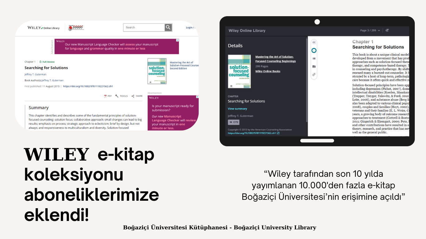 Wiley E-Kitap Koleksiyonu Erişiminize Açıldı!