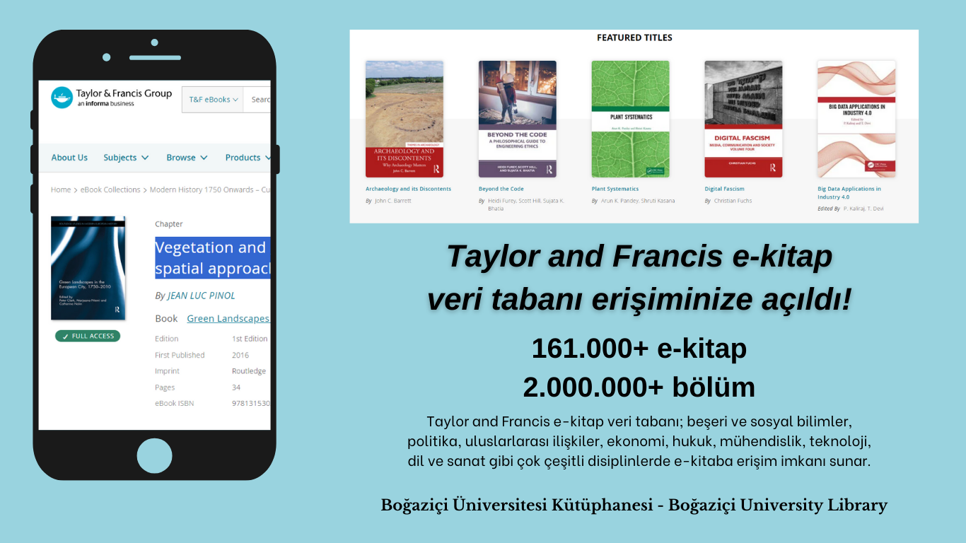 Taylor and Francis e-Kitap Veri Tabanı Erişiminize Açıldı!