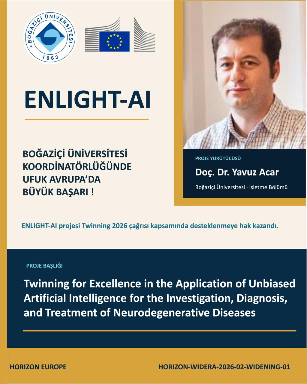 Boğaziçi Üniversitesi Koordinatörlüğündeki “ENLIGHT-AI” Projesinden Ufuk Avrupa'da Büyük Başarı!