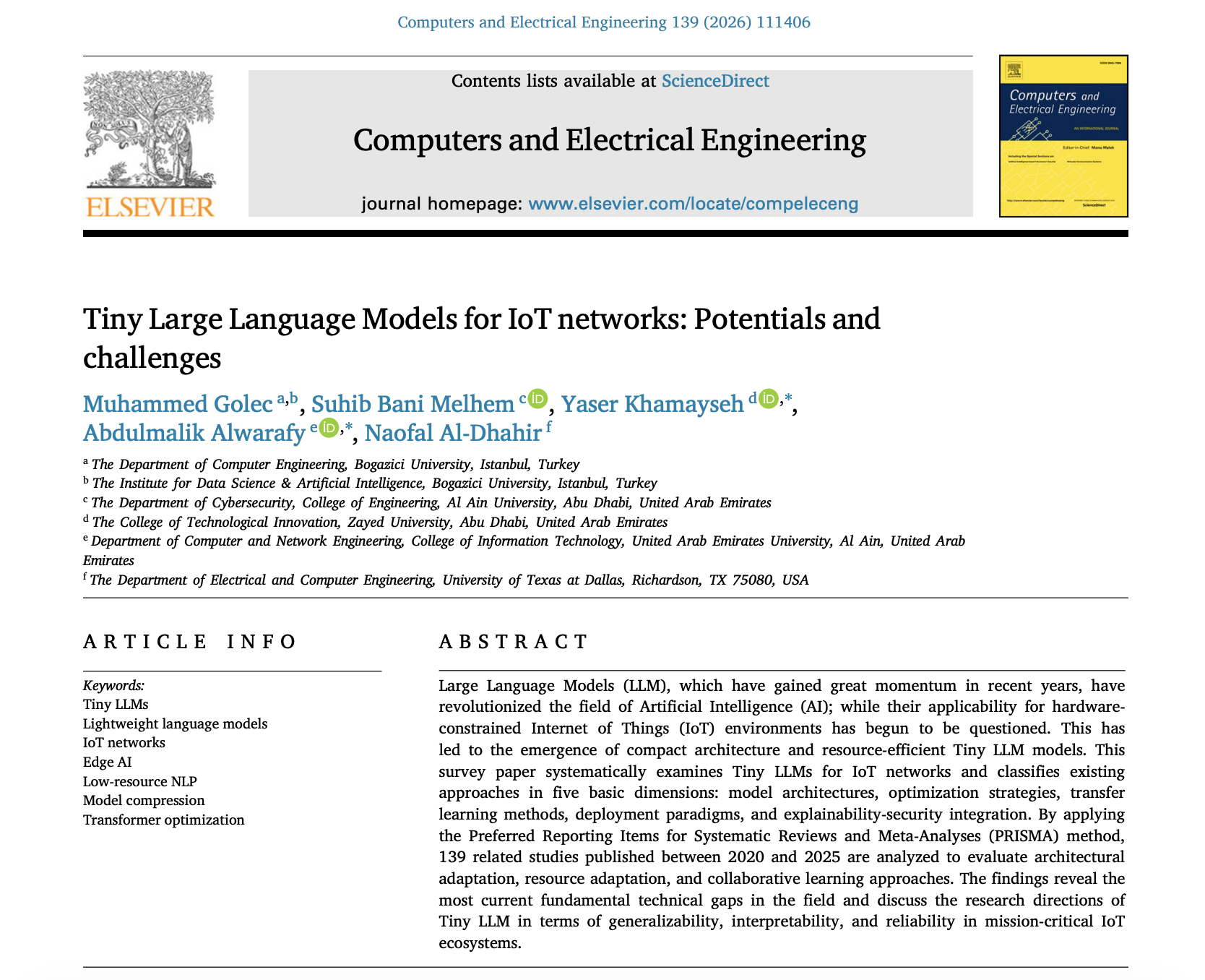 Dr. Muhammed Göleç Publishes New Research on Tiny LLMs and Edge-Oriented Load Forecasting