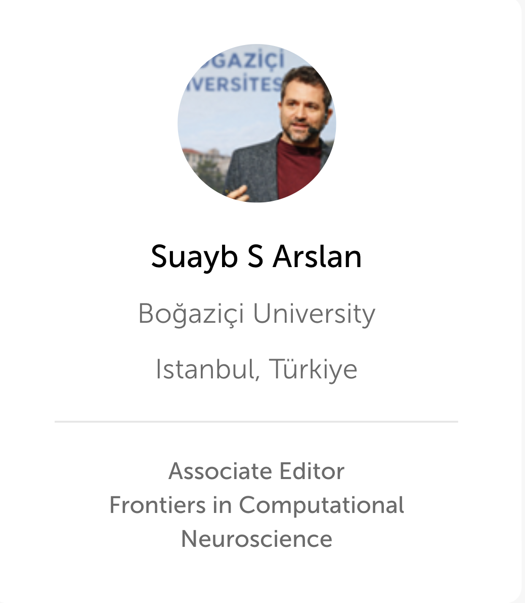 Suayb S. Arslan Appointed Associate Editor of Frontiers in Computational Neuroscience