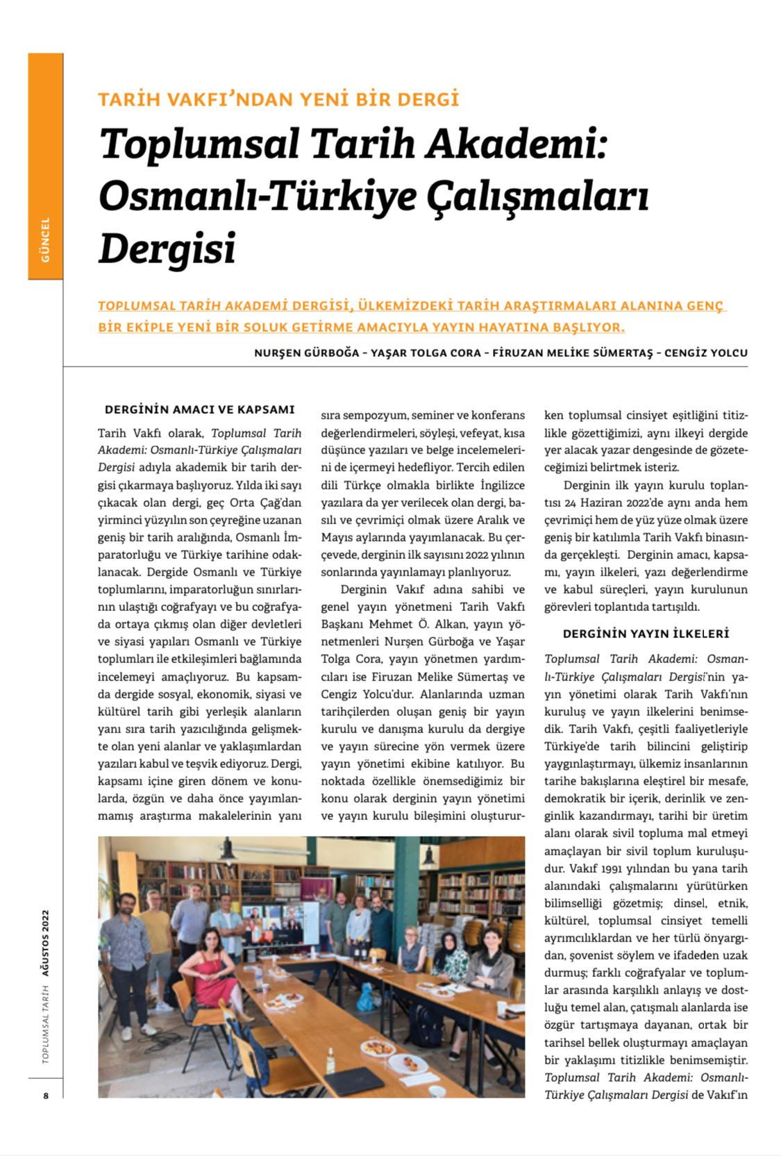 Toplumsal Tarih Akademi Dergisi yayın hayatına atılmaya hazırlanıyor
