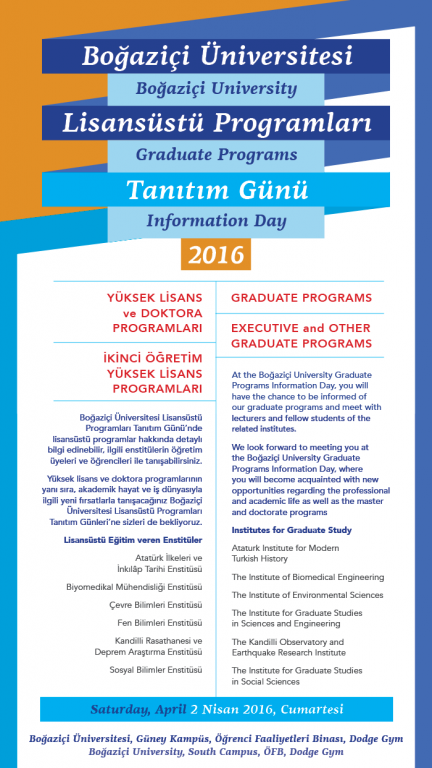 Boğaziçi Üniversitesi'nde Lisansüstü Programlar Tanıtım Günü 2 Nisan'da!