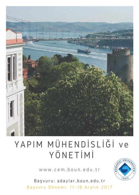 Yapım Mühendisliği ve Yönetimi Tezsiz Yüksek Lisans Programı'na başvurular 11-18 Aralık'ta