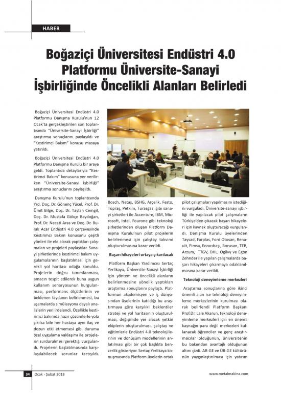 Boğaziçi Üniversitesi Endüstri 4.0 Platformu
