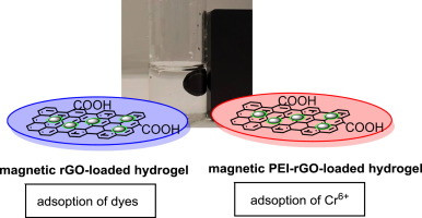 Magnetic Reduced Graphene Oxide Loaded Hydrogels: Highly Versatile and Efficient Adsorbents for Dyes and Selective Cr(VI) Ions Removal