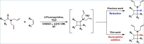New Access to Quaternary Aminocyclobutanes via Nucleophilic Addition on Cyclobutaniminium Salts