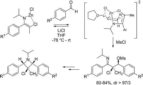 Diastereoselective Aldol Reaction of Zincated 3-Chloro-3-methyl-1-azaallylic Anions as Key Step in the Synthesis of 1,2,3,4-Tetrasubstituted 3-Chloroazetidines