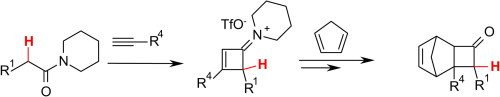 Synthesis of Cyclobuteniminium Salts Derived from Aldo-Keteniminium Salts and Study of Their Reactivity in Diels–Alder Reaction