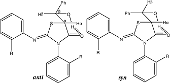 Stereochemical assignments of aldol products of 2-arylimino-3-aryl-thiazolidine-4-ones by 1H NMR