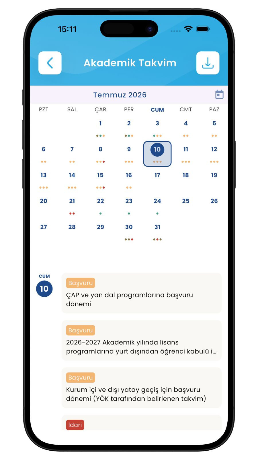 Akademik Takvim ( Mezun, Akademik, Öğrenci, İdari )