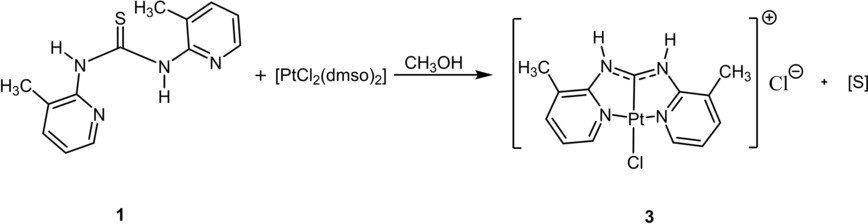 An Acyclic Diaminocarbene Complex of Platinum Formedby Desulfurization of 1,3-Bis(3-methylpyridin-2-yl)thiourea