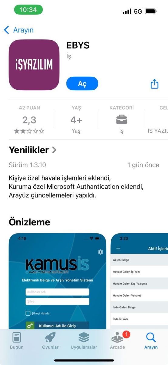 EBYS iOS Uygulama